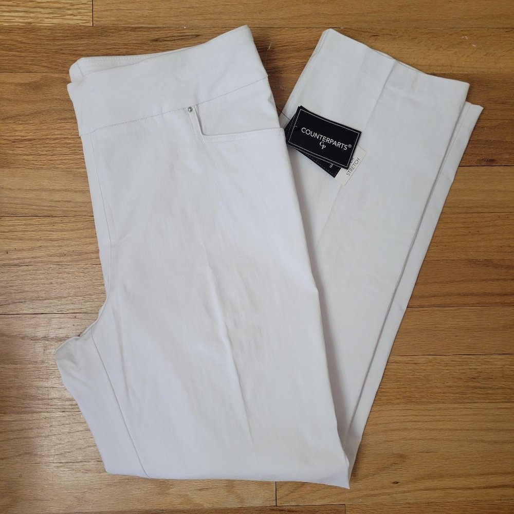 NWT - Counterparts White Pull On Rayon Nylon Pants | Size 16